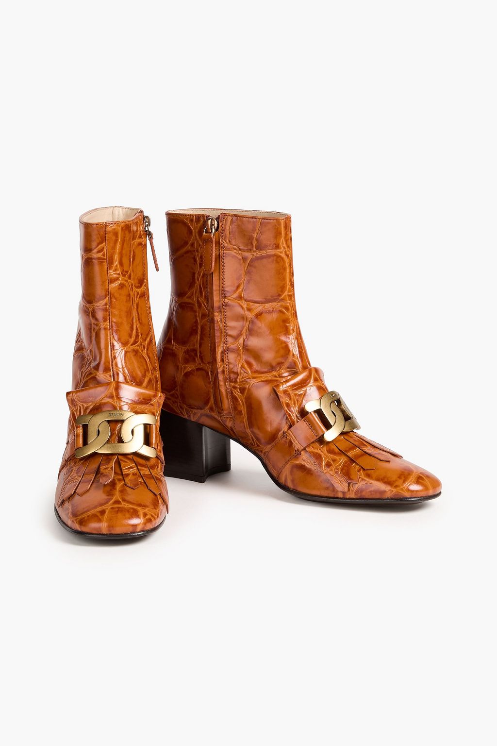 TOD'S Kate クロコ風レザー アンクルブーツ
