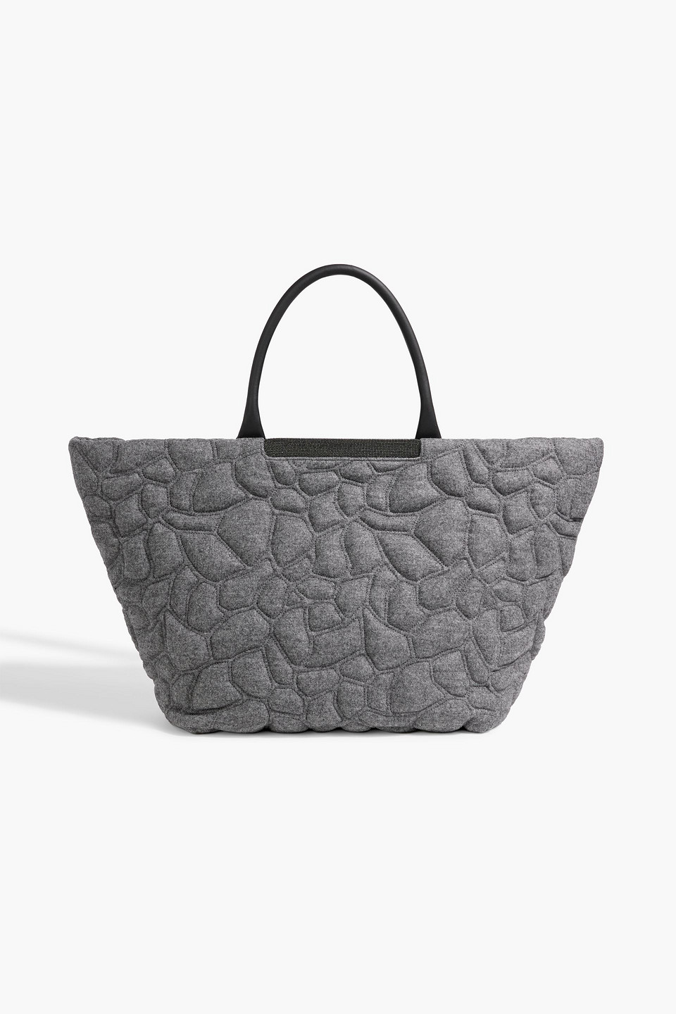 Brunello Cucinelli Bead-embellished Quilted Felt Tote In Gray