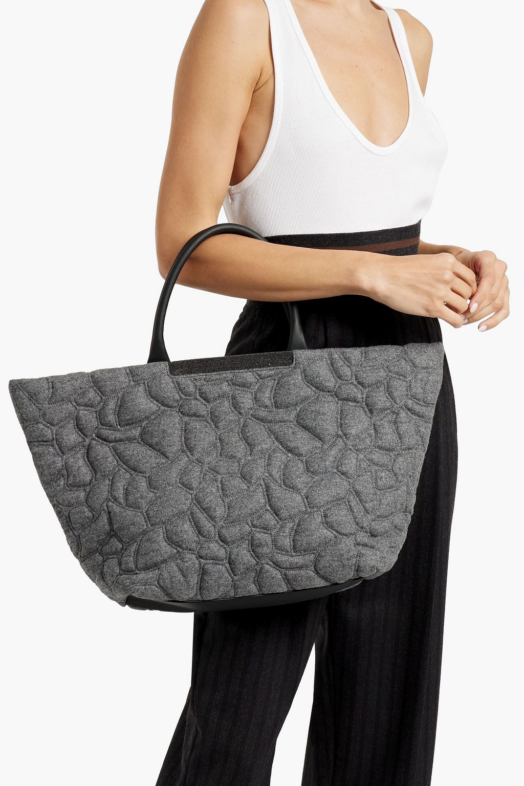 BRUNELLO CUCINELLI Bead-embellished quilted felt tote