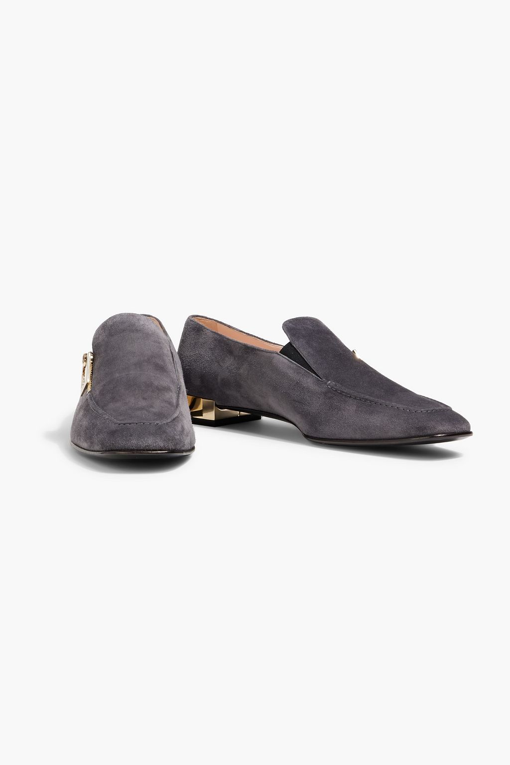 ROGER VIVIER Zip-detailed suede loafers