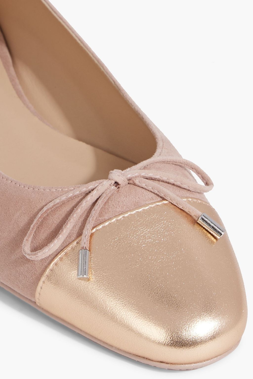 STUART WEITZMAN Metallic leather and suede ballet flats
