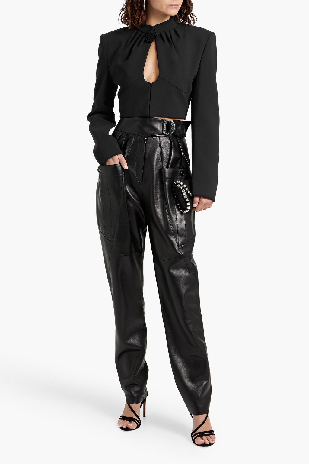 MAGDA BUTRYM Cropped cutout wool-blend crepe jacket