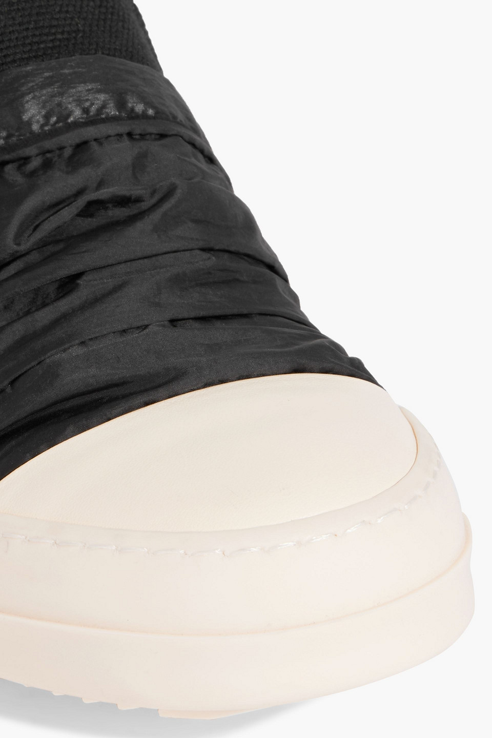 Rick Owens Canvas, Shell And Leather Slip-on Sneakers In Black