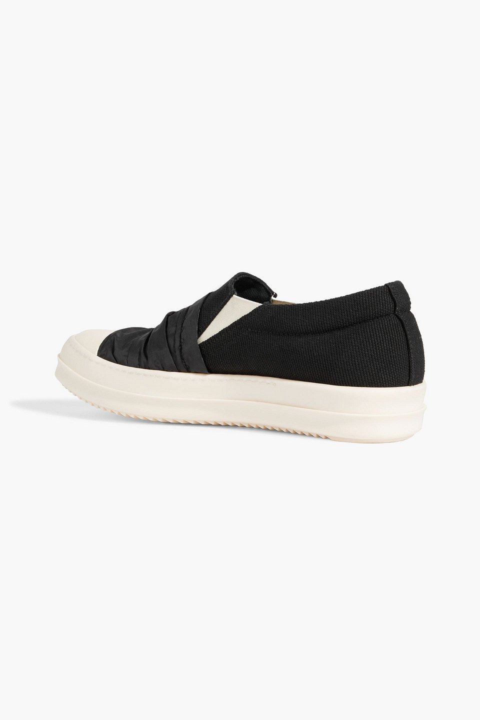 Rick Owens Canvas, Shell And Leather Slip-on Sneakers In Black
