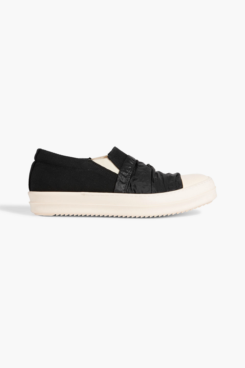 Rick Owens Canvas, Shell And Leather Slip-on Sneakers In Black