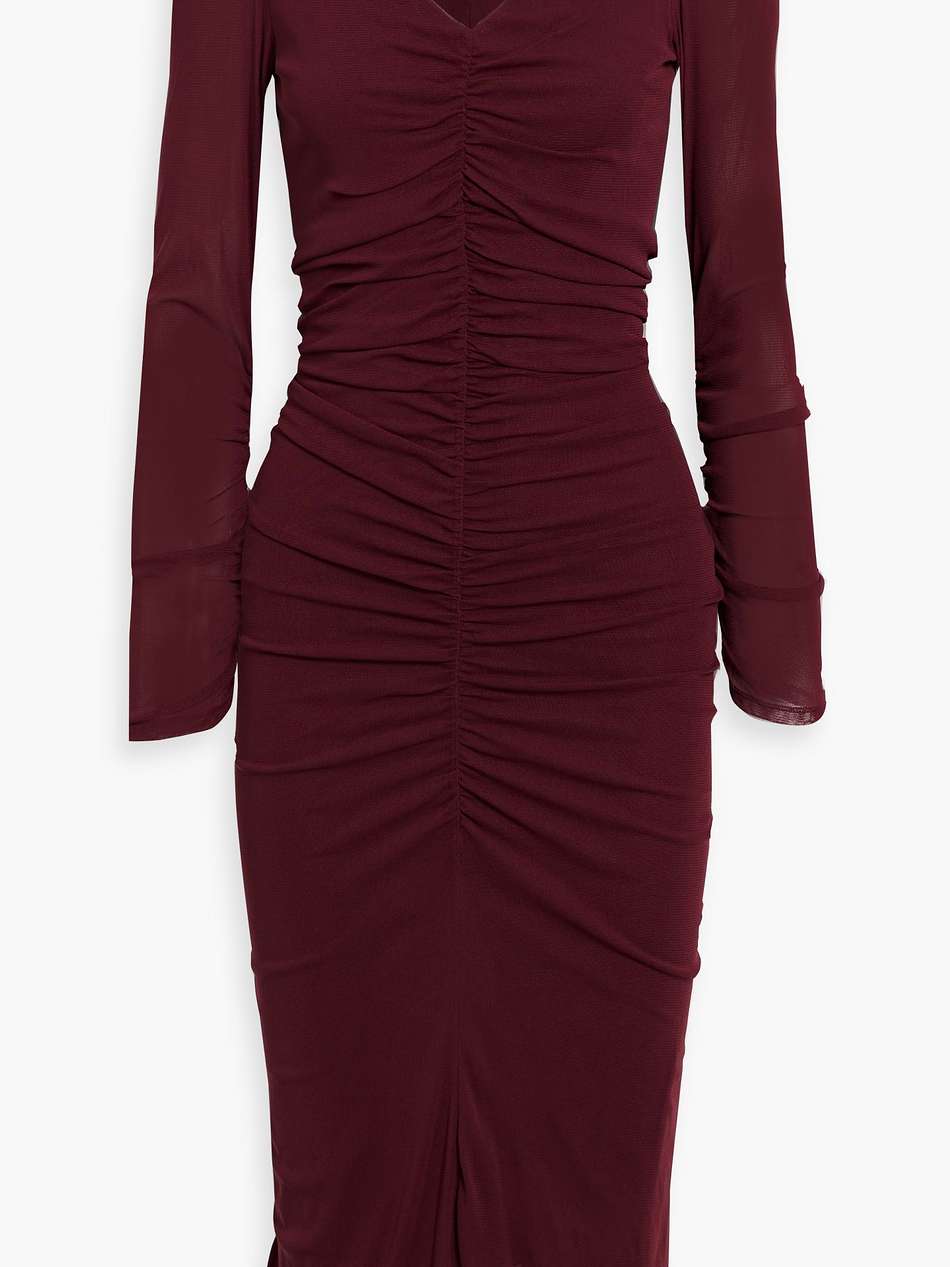 gypsy ruched stretch-mesh midi dress