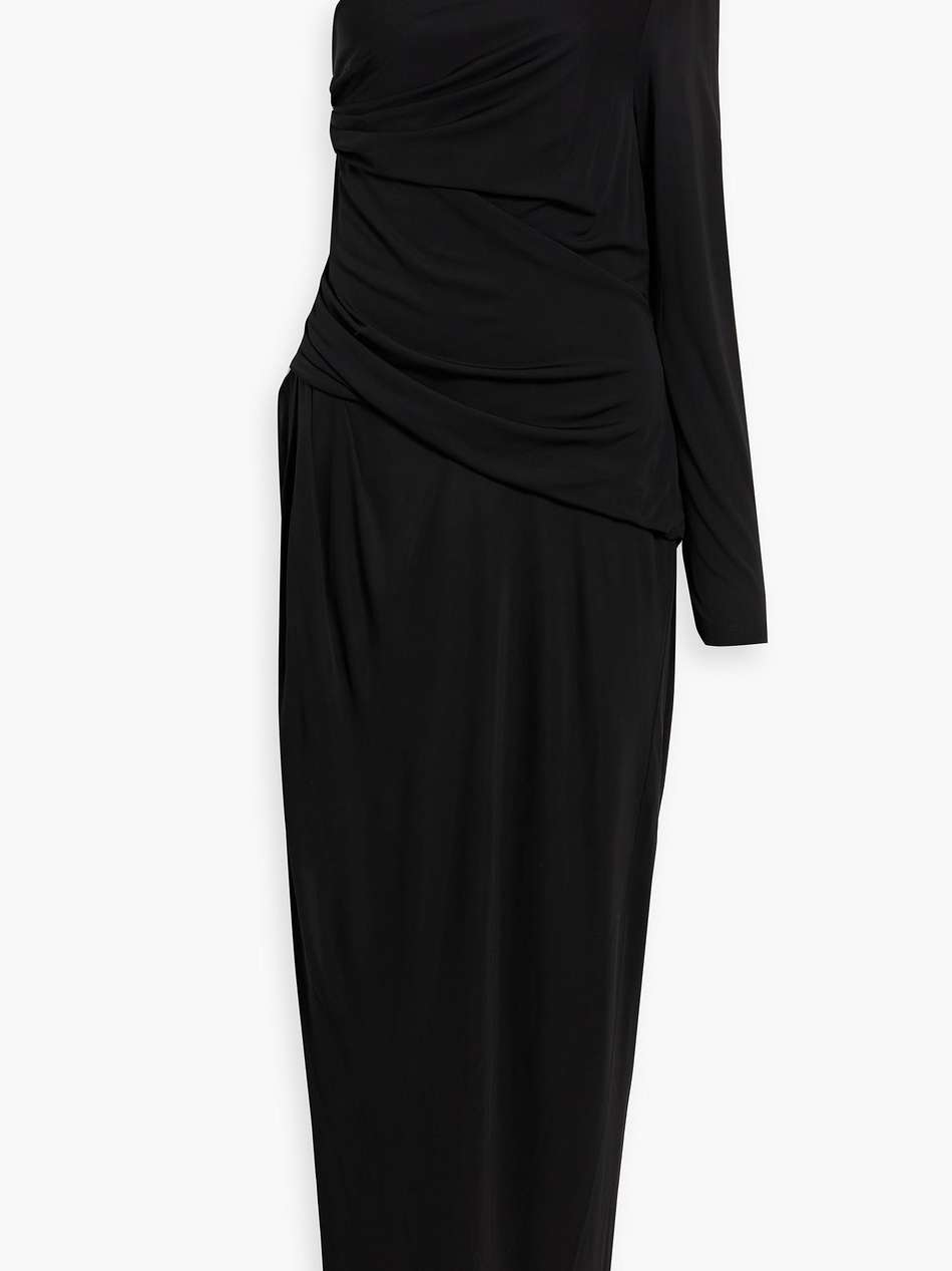 kitanan one-sleeve draped jersey maxi dress