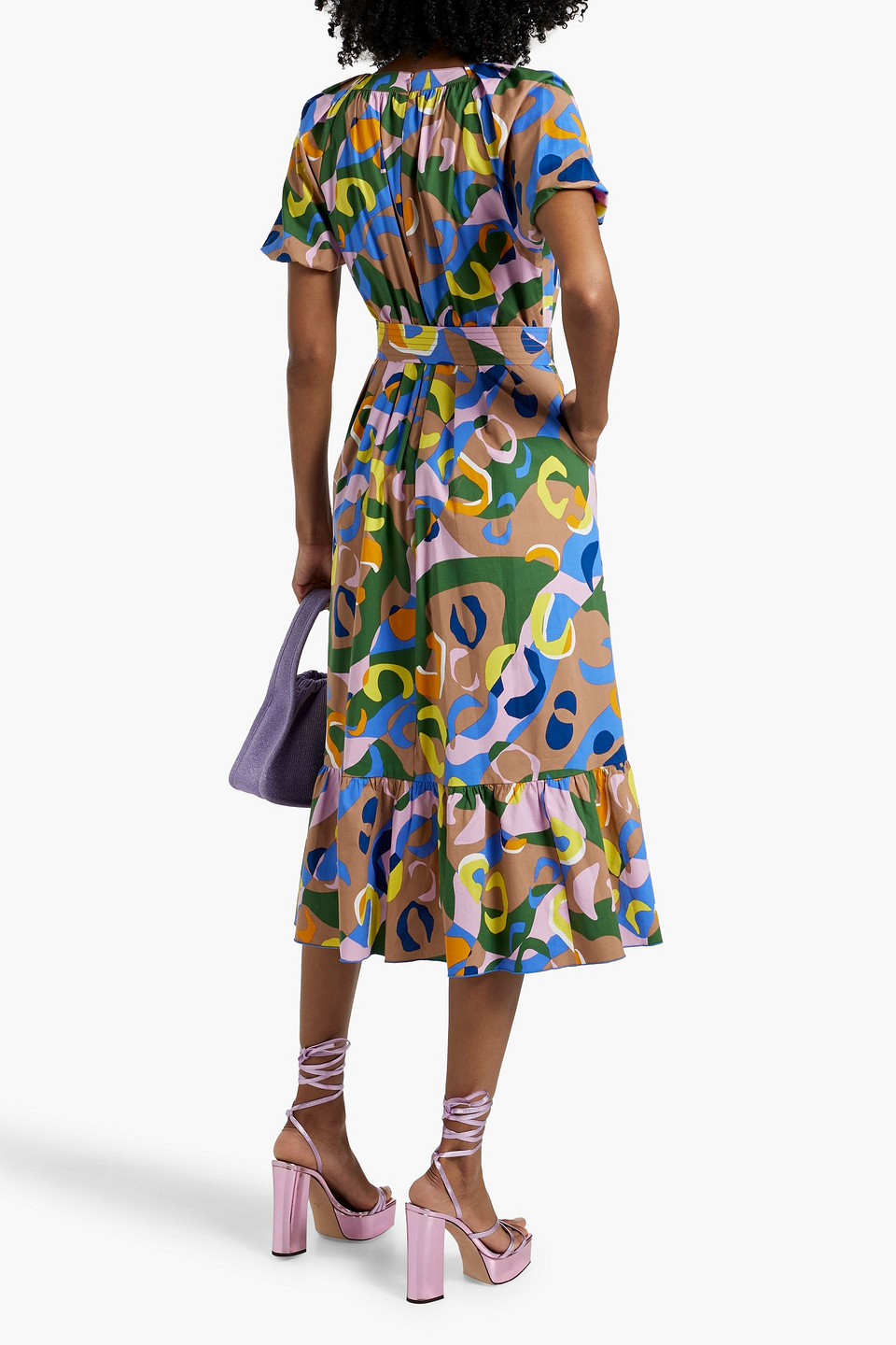 Diane Von Furstenberg Lindy Printed Cotton-blend Poplin Midi Dress In Multicolor