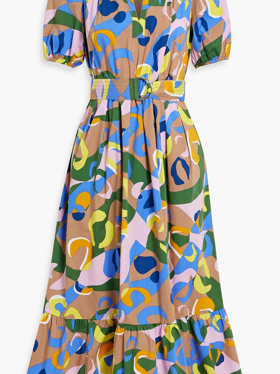 lindy printed cotton-blend poplin midi dress