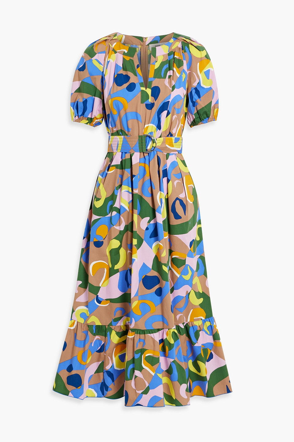 Diane Von Furstenberg Lindy Printed Cotton-blend Poplin Midi Dress In Multicolor