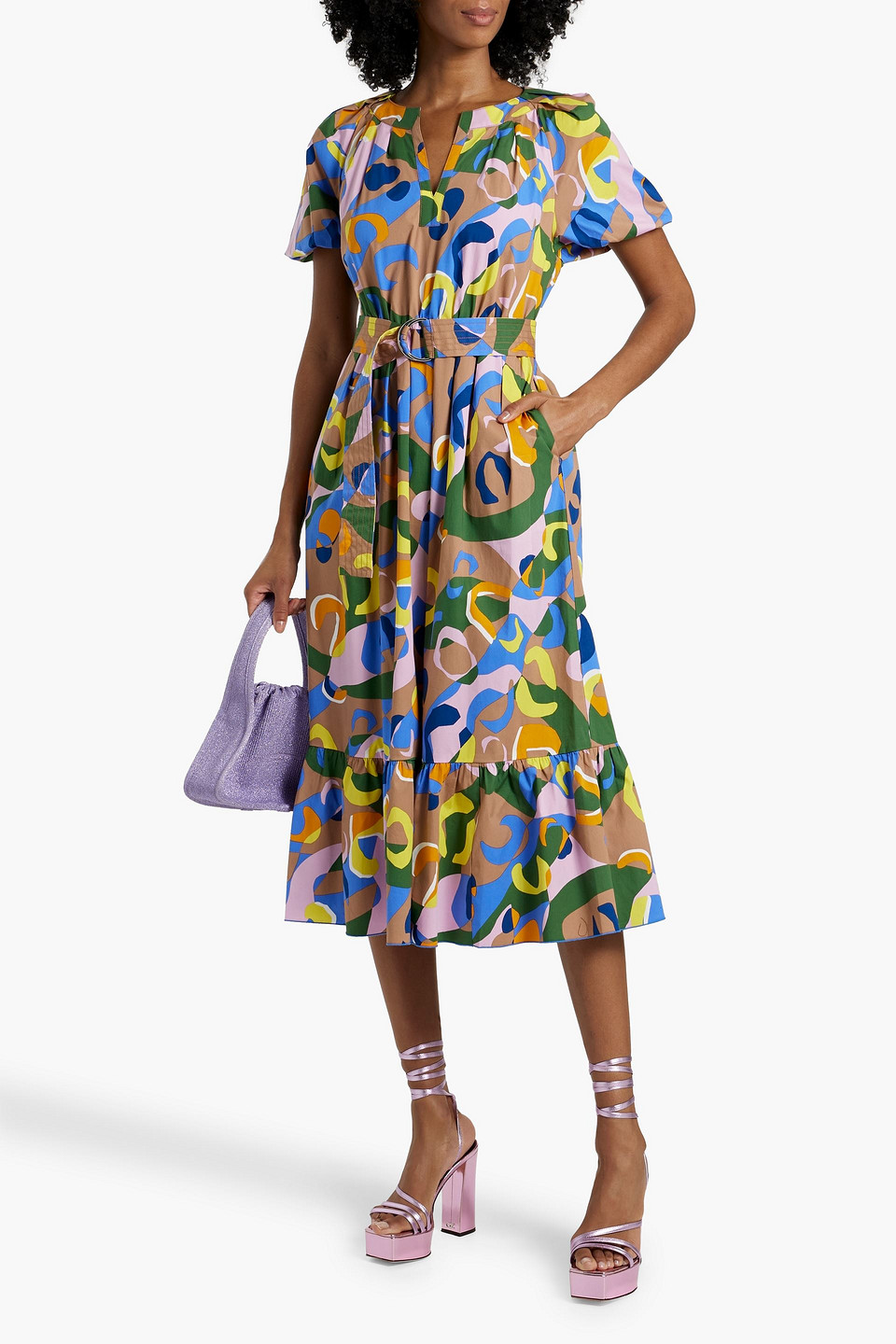 Diane Von Furstenberg Lindy Printed Cotton-blend Poplin Midi Dress In Multicolor