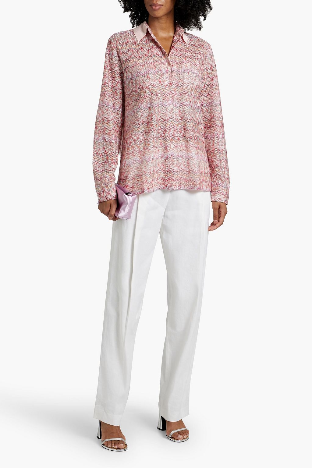 MISSONI Metallic crochet-knit shirt