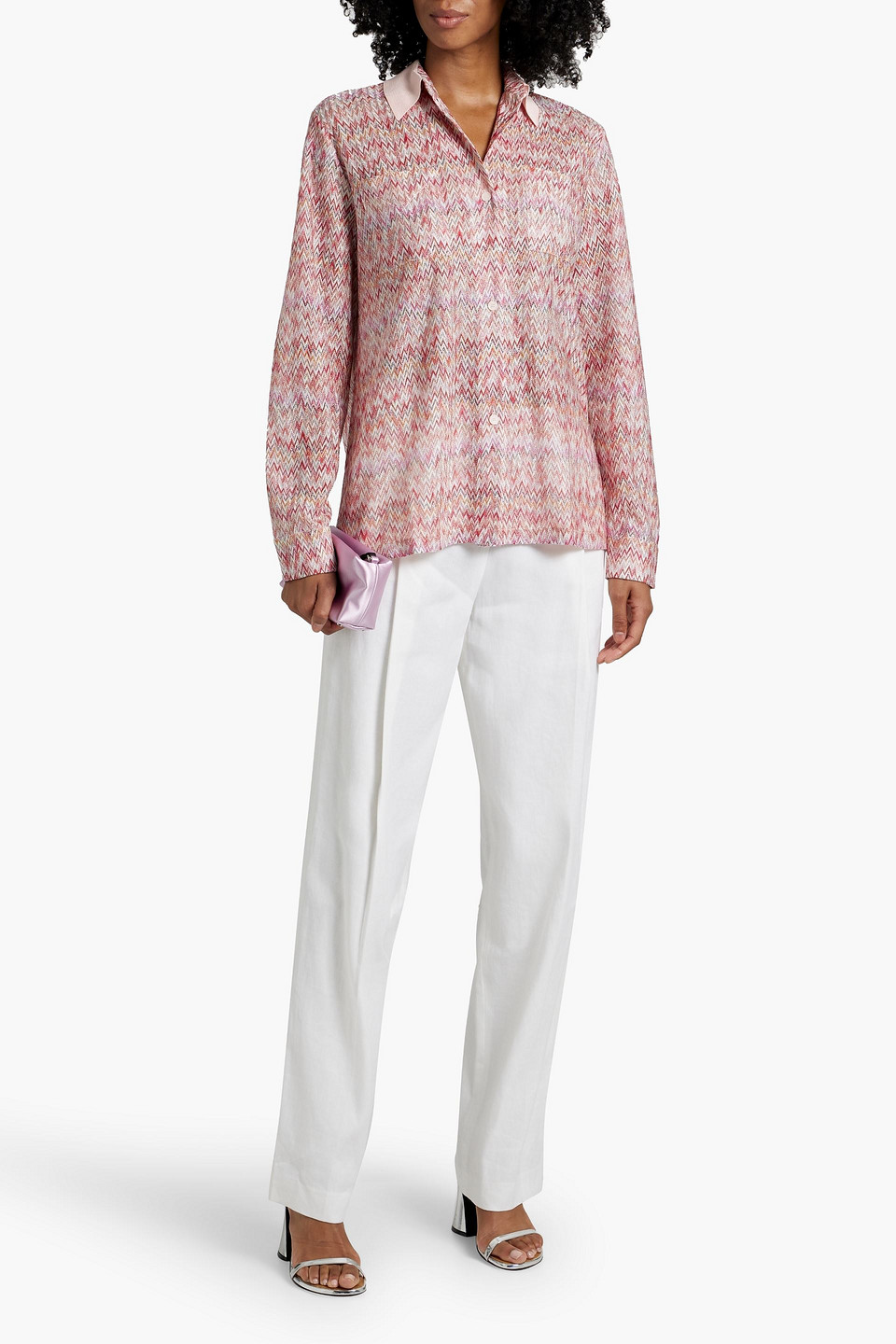Missoni Metallic Crochet-knit Shirt In Multicolor