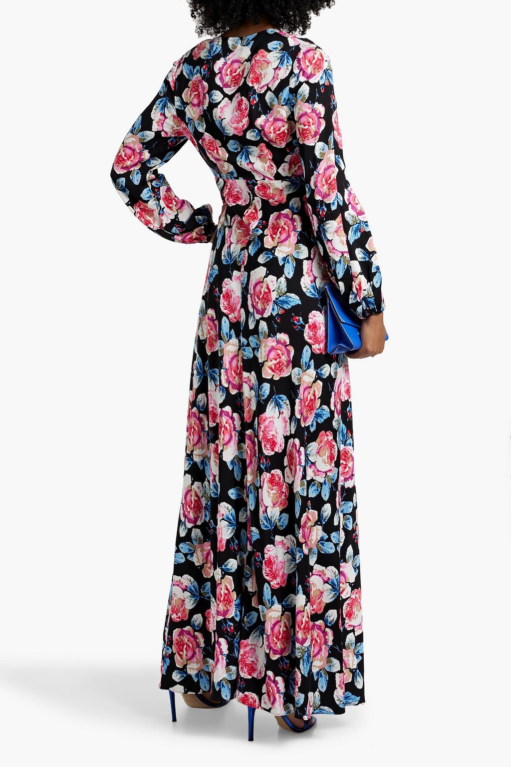 DIANE VON FURSTENBERG فستان Monika طويل بنمط ملتف من الحرير الصيني مزين بطبعة الأزهار