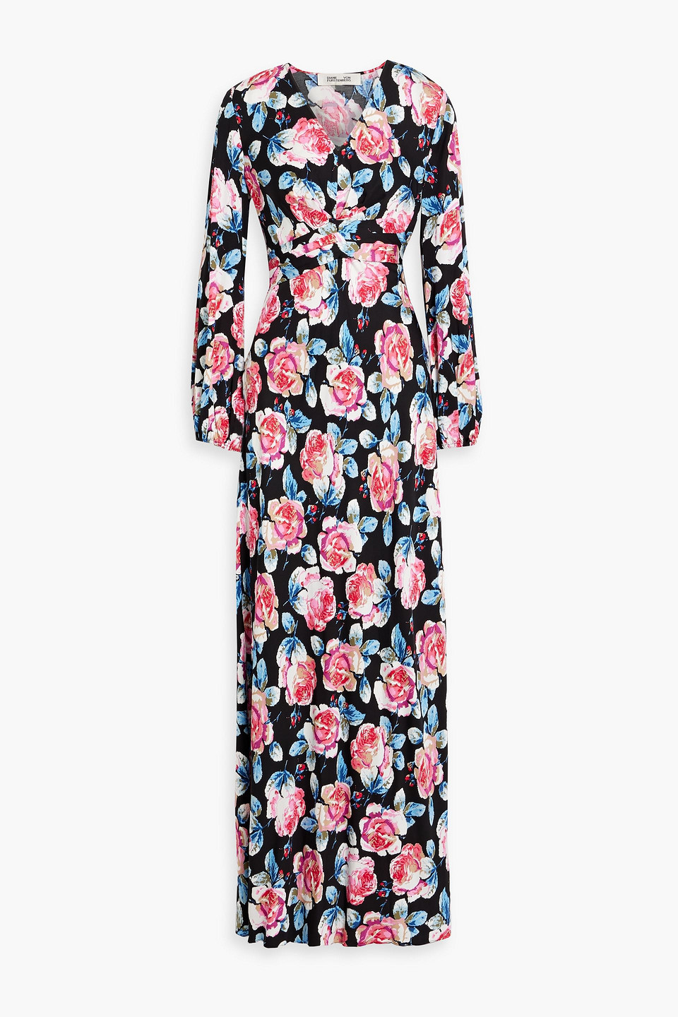 Diane Von Furstenberg Monika Wrap-effect Floral-print Crepe De Chine Maxi Dress In Pink
