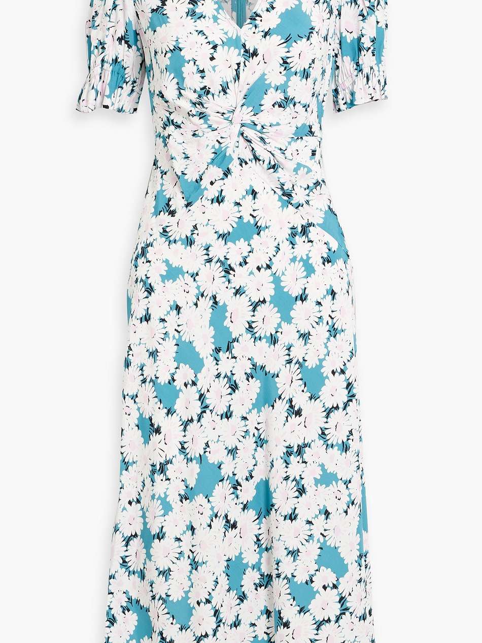 anaba twisted floral-print crepe de chine midi dress