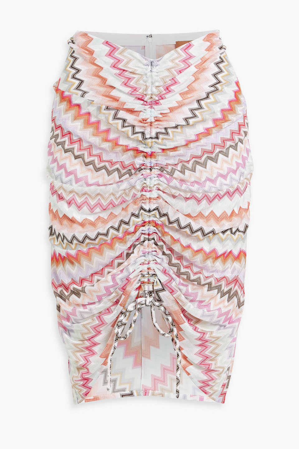 Missoni Ruched Crochet-knit Cotton-blend Mini Skirt In Fuchsia