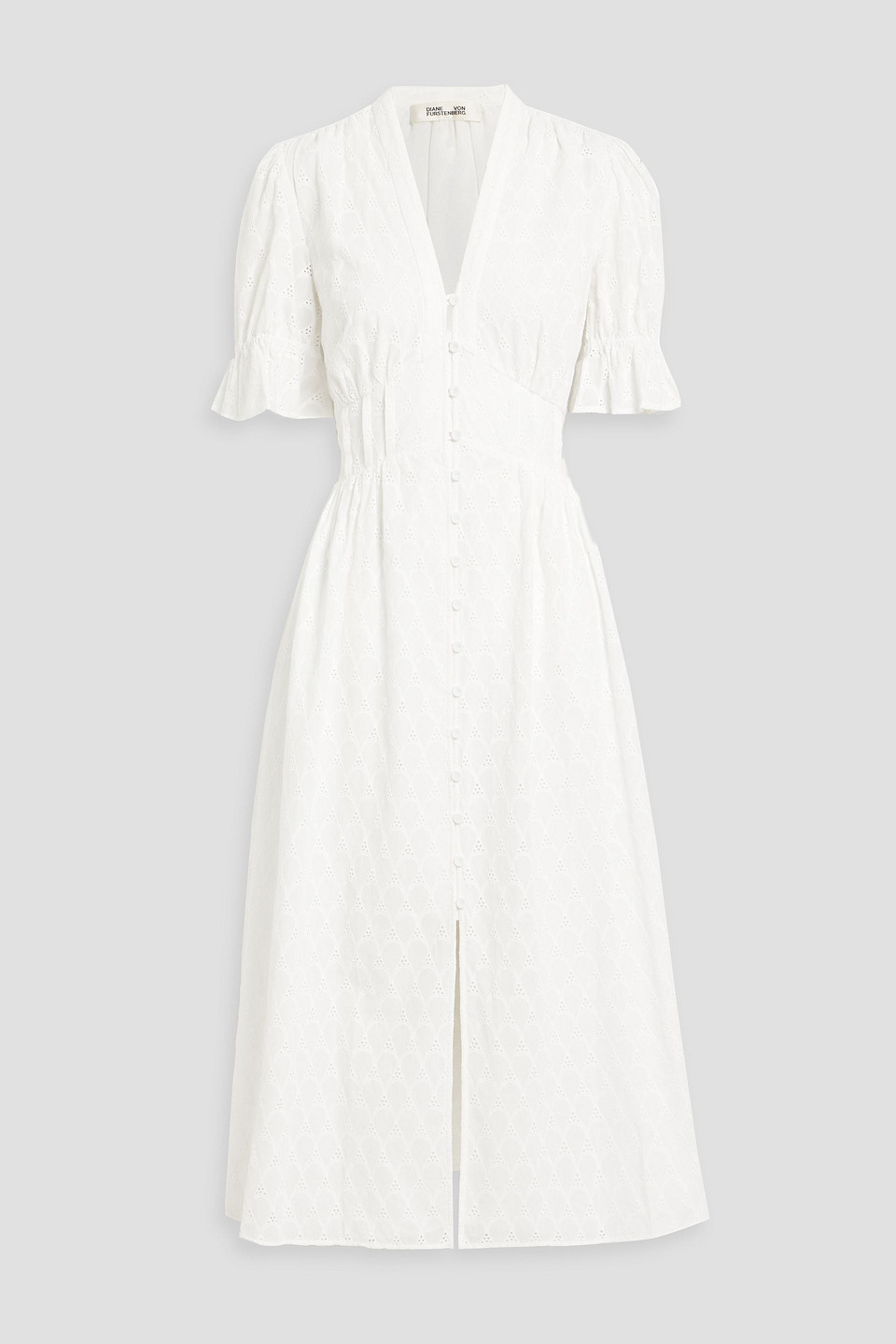 Diane Von Furstenberg Erica Broderie Anglaise Cotton Midi Dress
