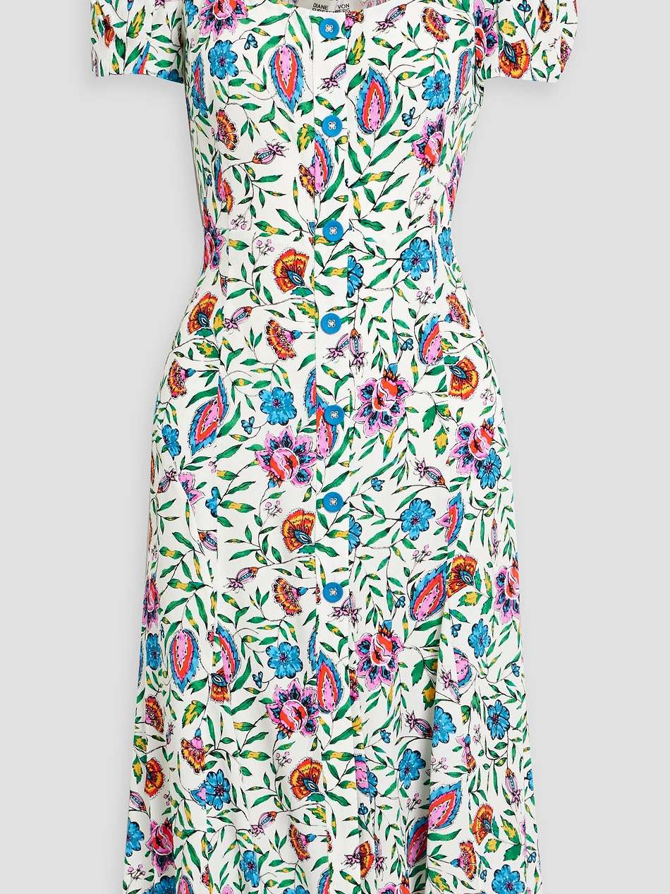 elena printed crepe dress