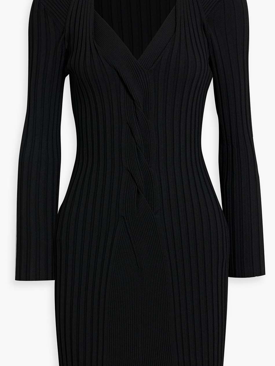 veronique twisted ribbed-knit mini dress