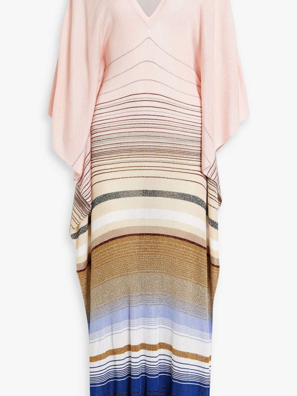 striped ribbed-knit maxi dress