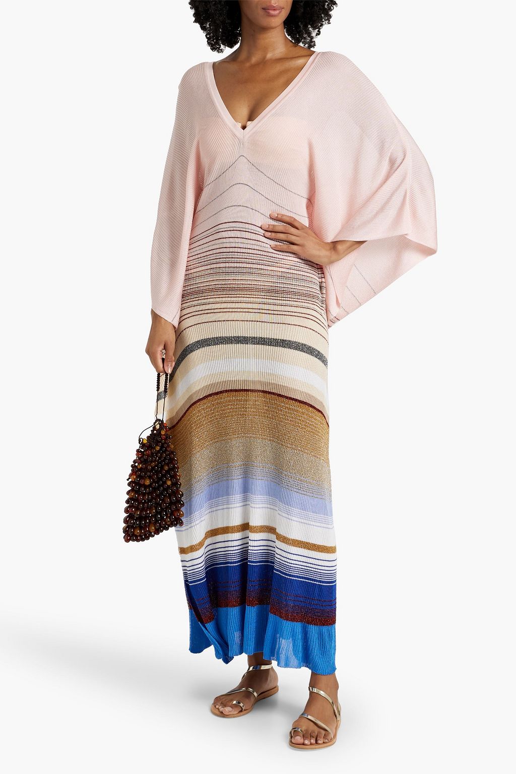 MISSONI Striped ribbed-knit maxi dress