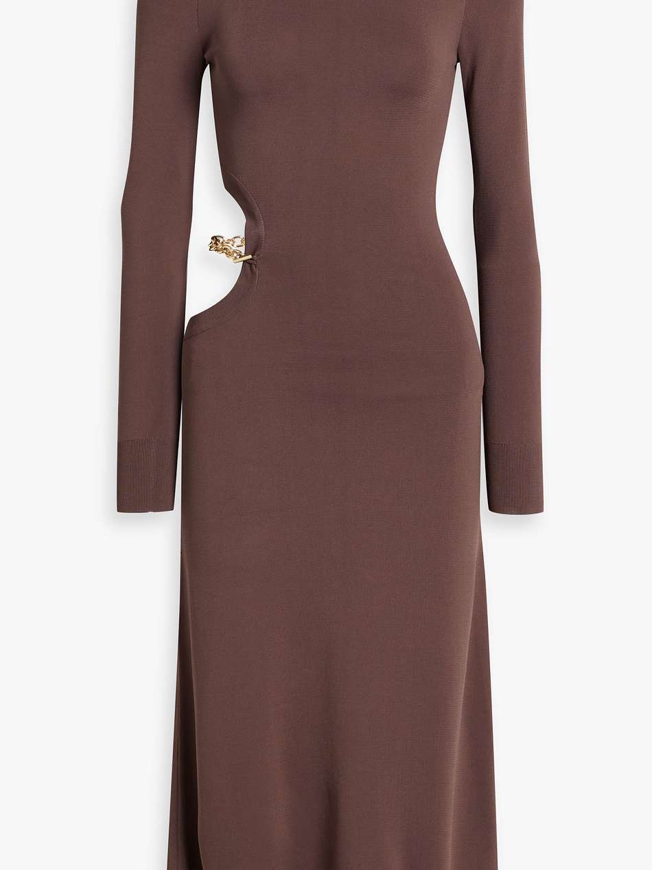 jayde chain-embellished cutout knitted midi dress