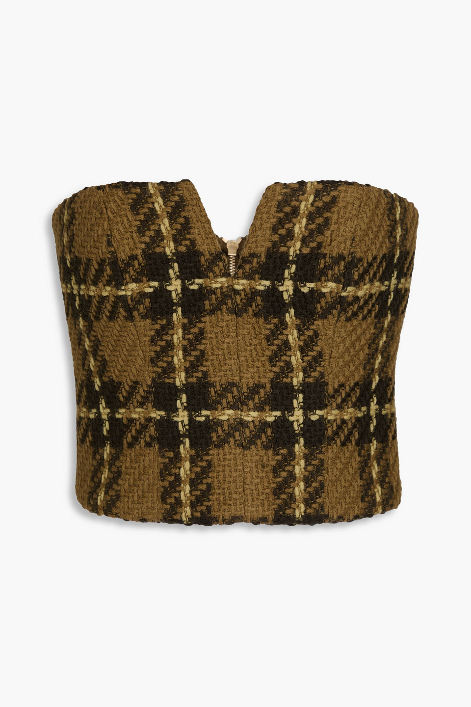 Zimmermann Bustier-oberteil Aus Woll-tweed Mit Karomuster In Military-grün
