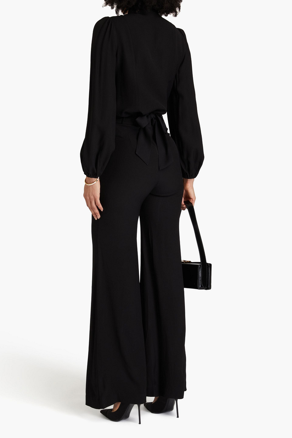 Zimmermann Chain-embellished Crepe Flared Pants In Schwarz