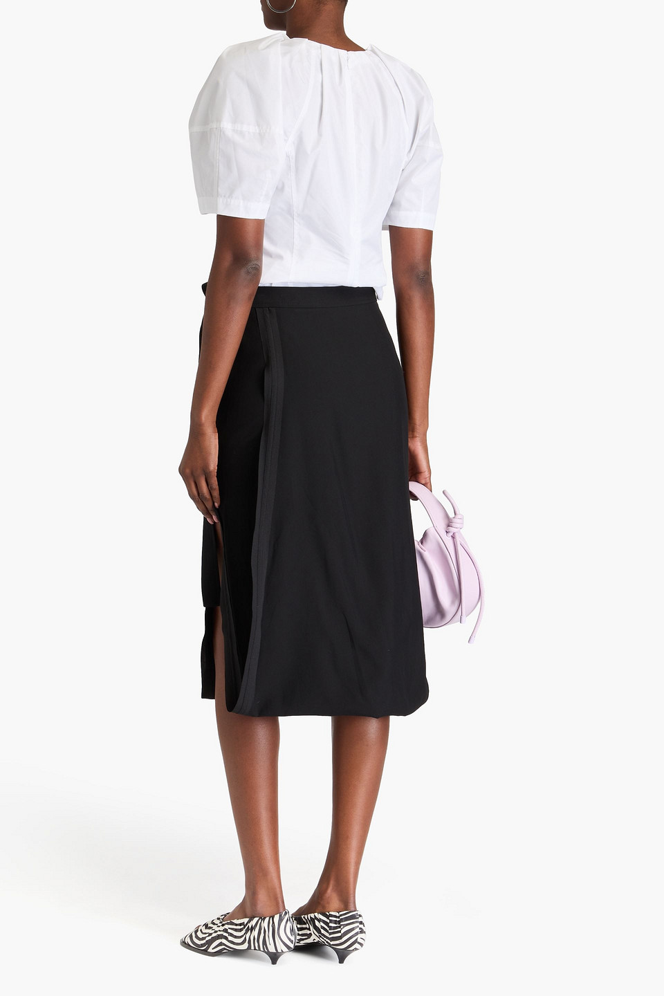 Shop 3.1 Phillip Lim Wrap-effect Wool-blend Midi Skirt In Black