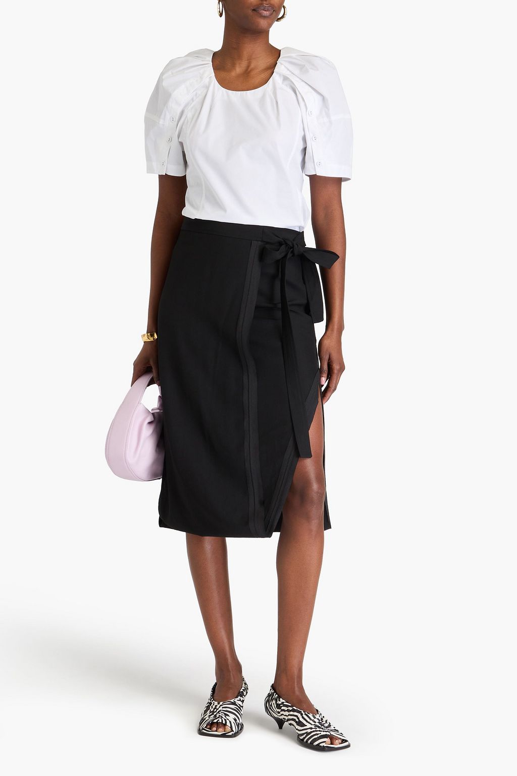 3.1 PHILLIP LIM تنورة من مزيج الصوف بتأثير ملتف