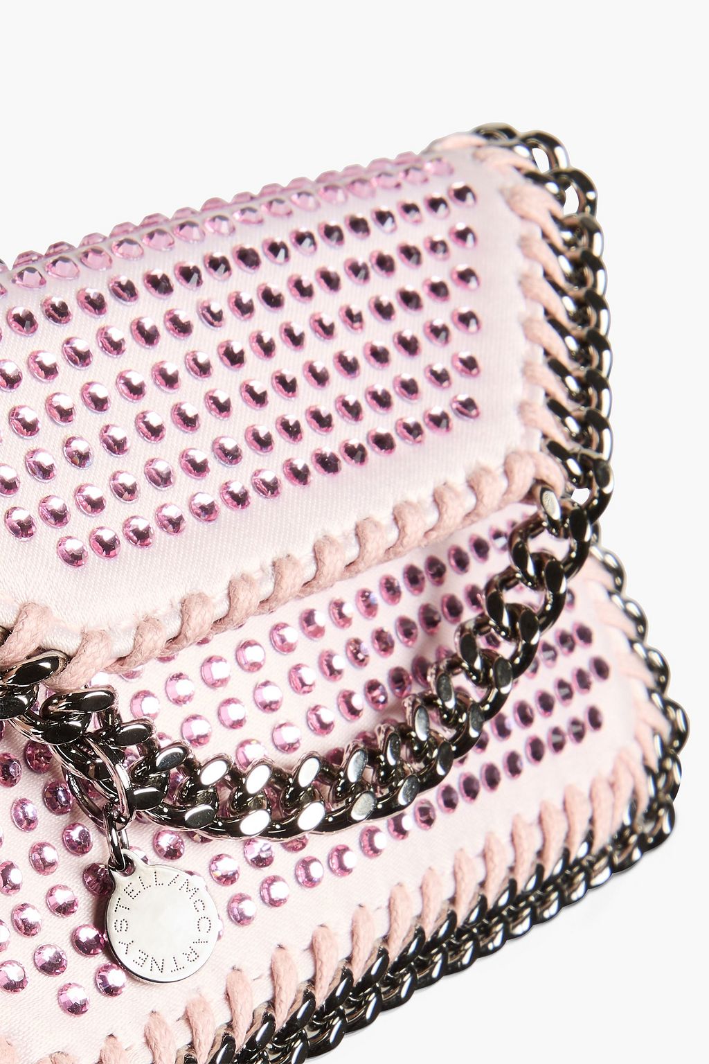 STELLA MCCARTNEY Crystal-embellished satin cardholder