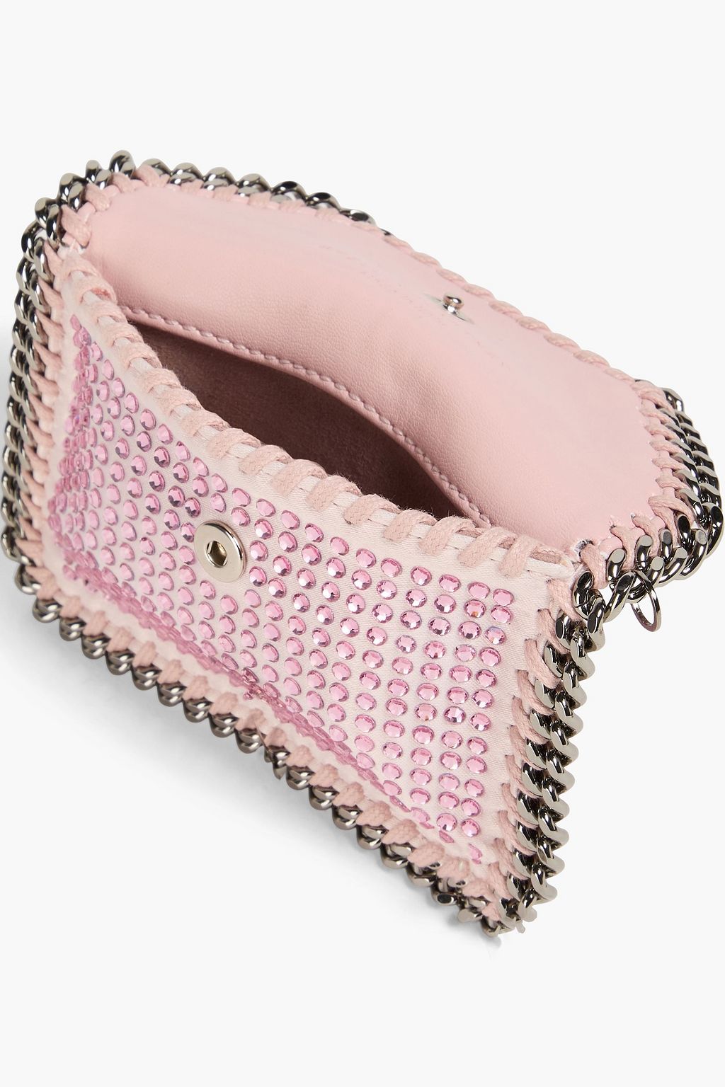 STELLA MCCARTNEY Crystal-embellished satin cardholder