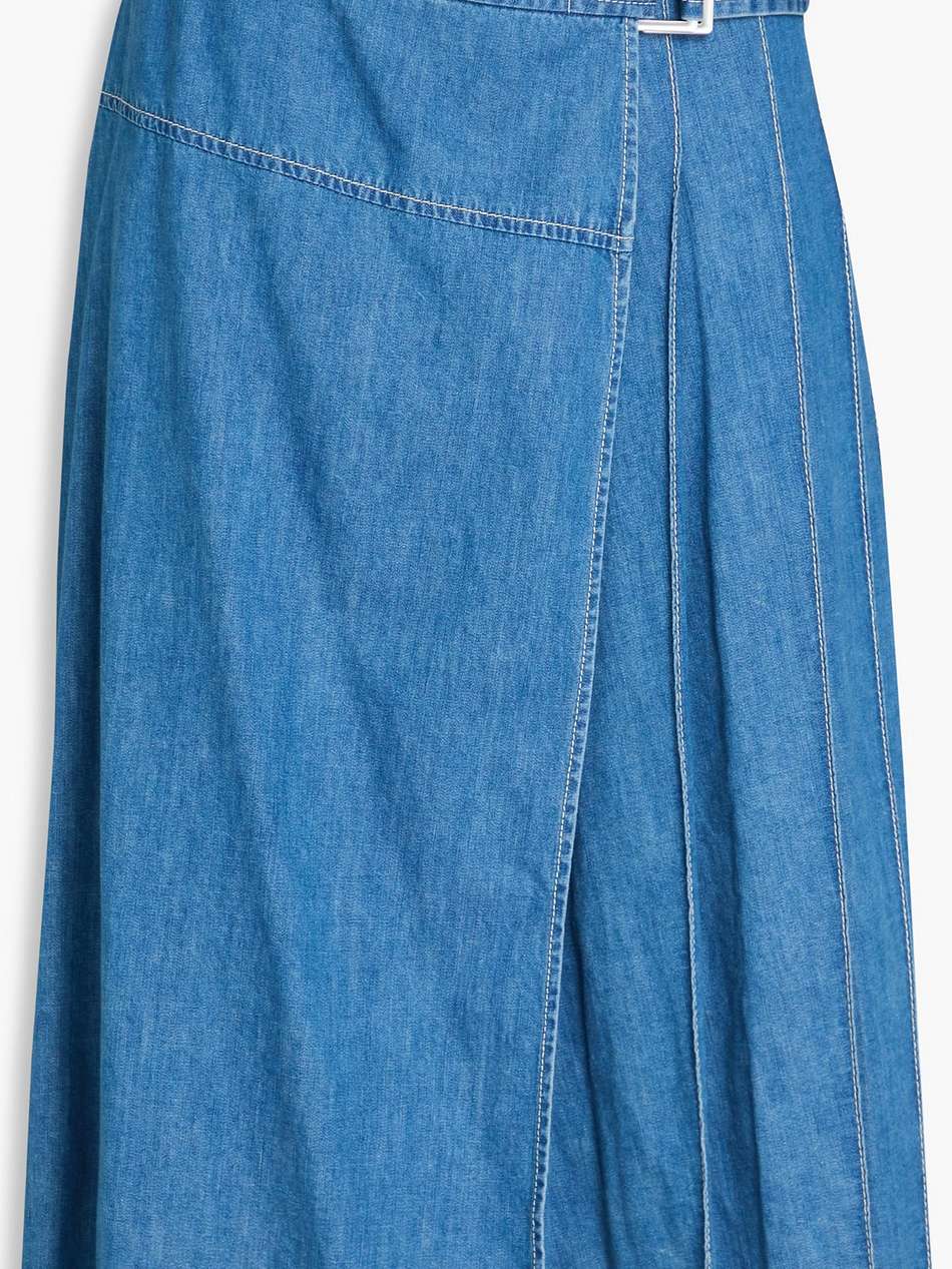 cotton-chambray wrap skirt