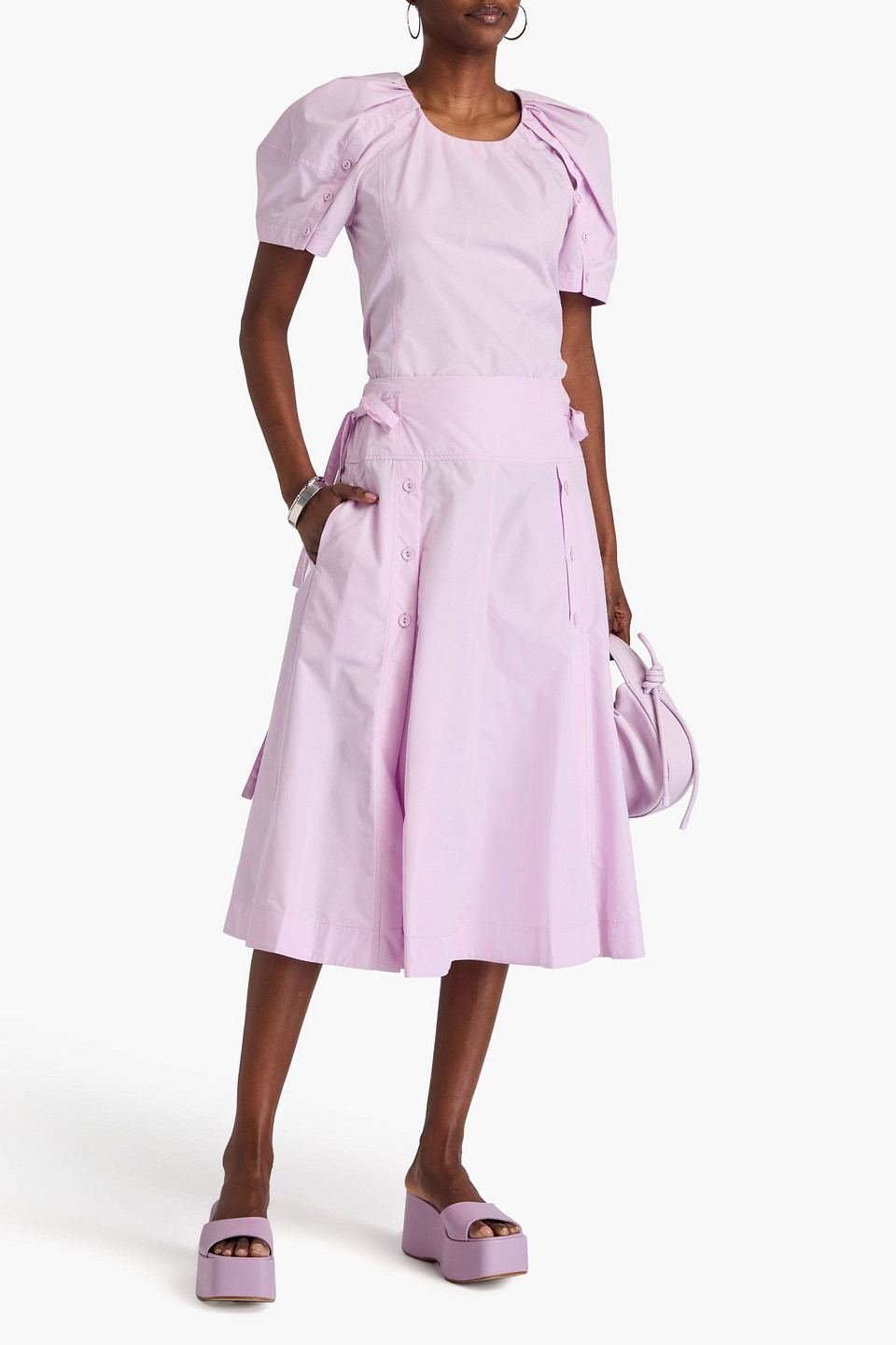 3.1 Phillip Lim Cotton-blend Poplin Midi Skirt In Lilac