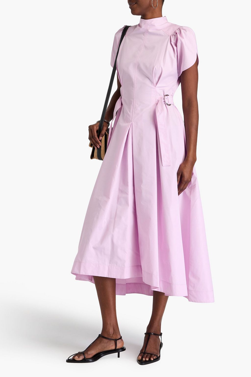 3.1 PHILLIP LIM Pleated cotton blend poplin midi dress THE OUTNET