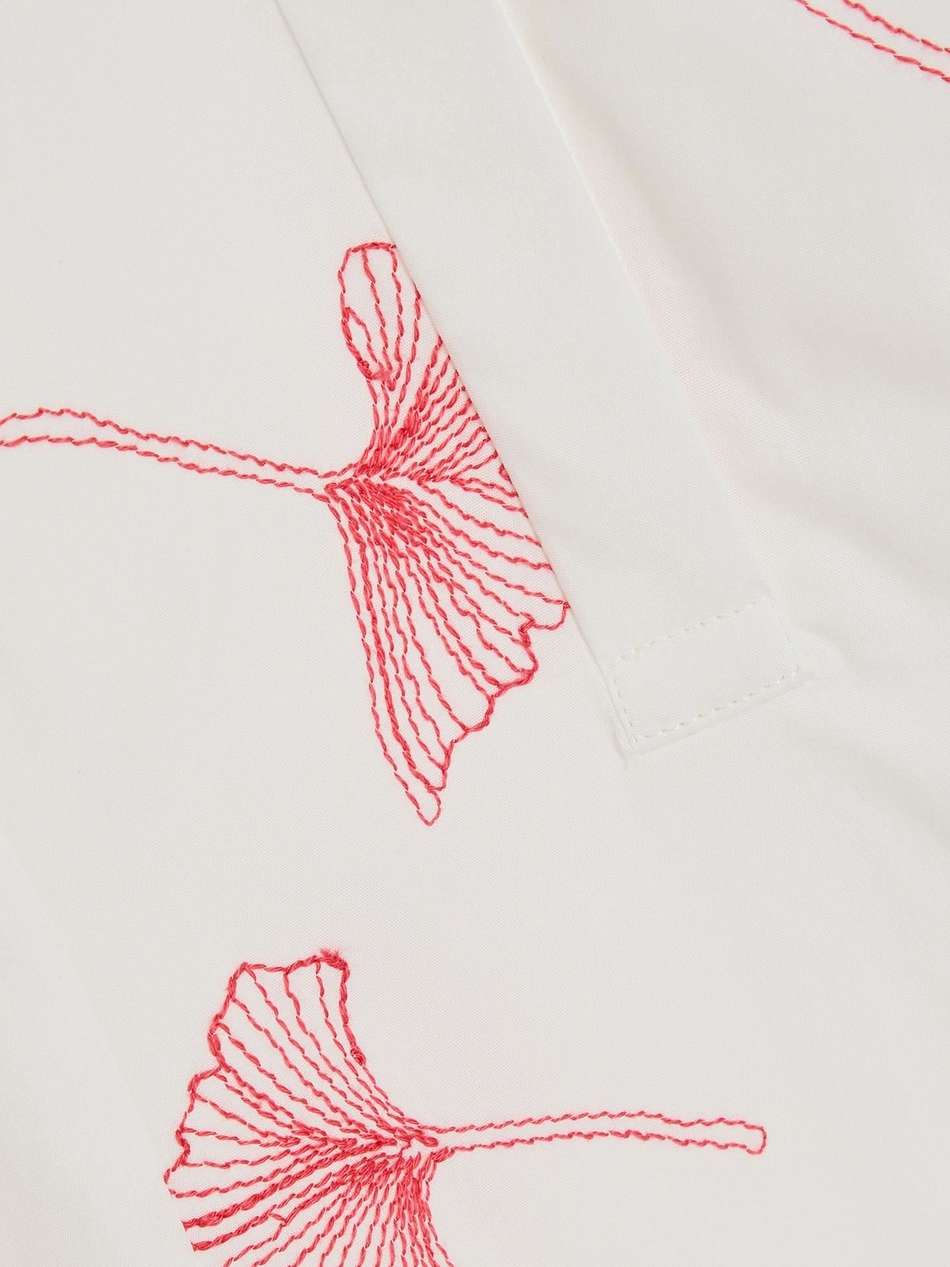 franca belted embroidered cotton mini dress