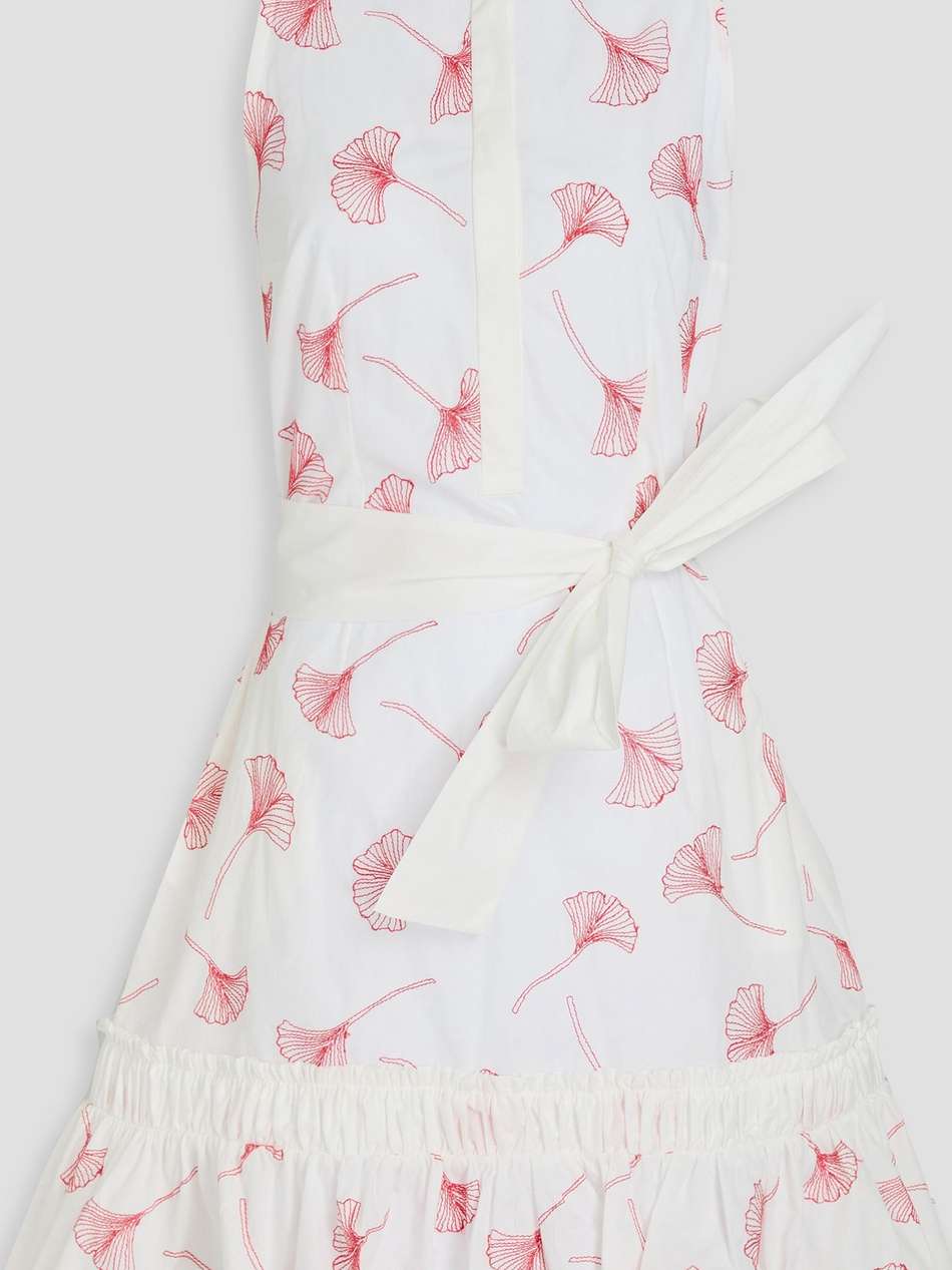 franca belted embroidered cotton mini dress