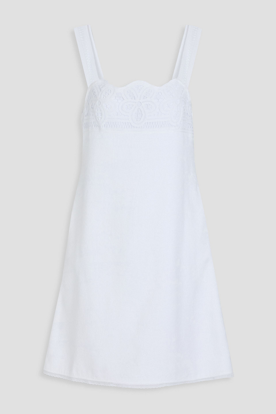 Loretta Caponi Rossana Crocheted Lace-trimmed Cotton-terry Dress In White