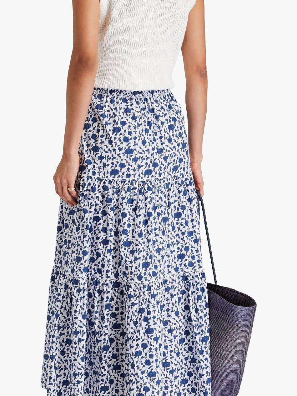nuvola tiered floral-print cotton maxi skirt