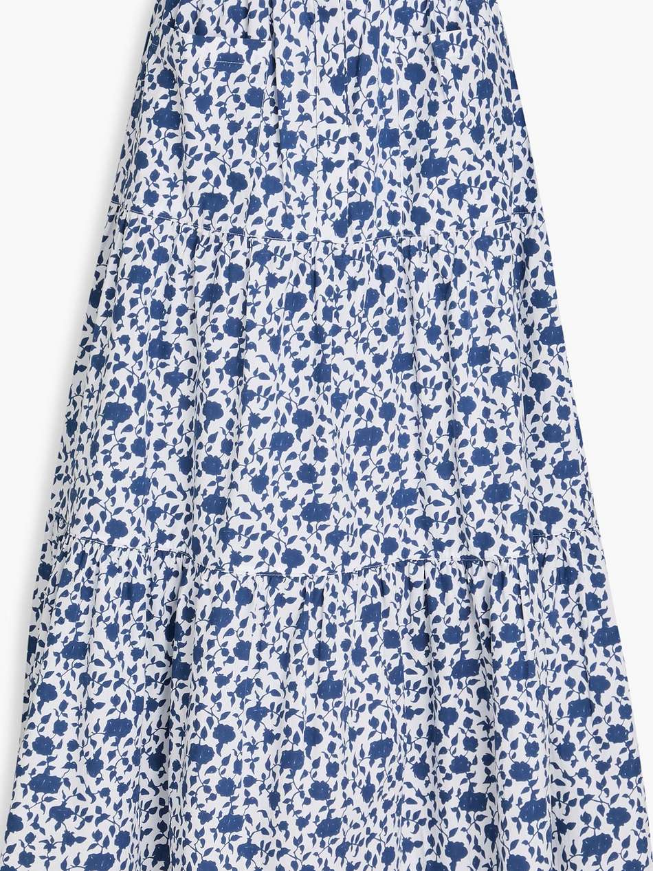 nuvola tiered floral-print cotton maxi skirt
