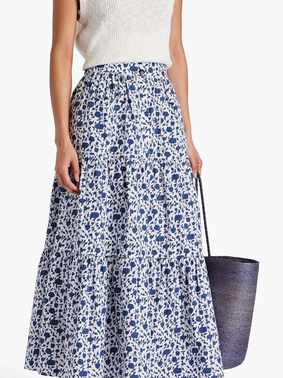 nuvola tiered floral-print cotton maxi skirt