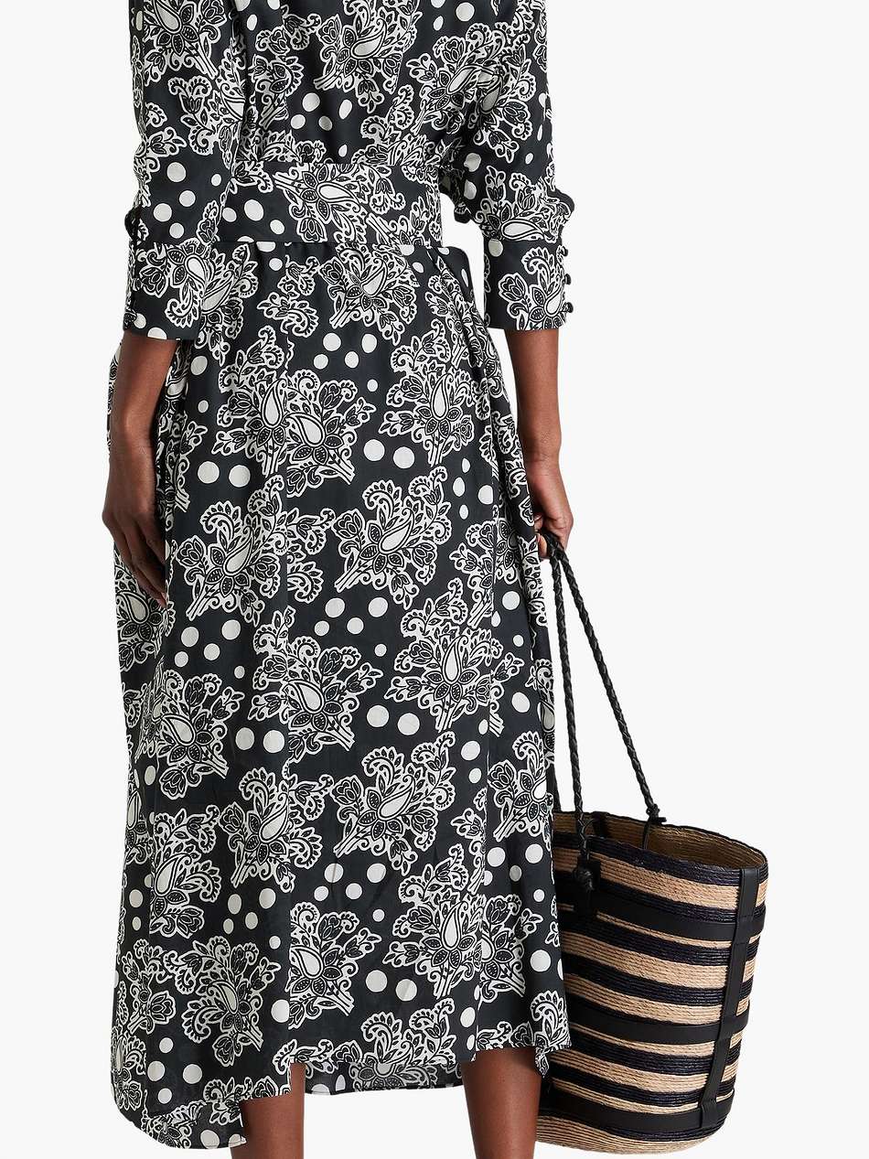 valentina belted printed cotton midi dress