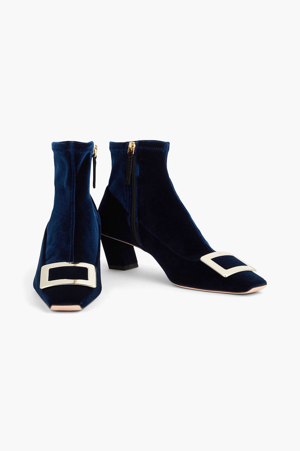 ROGER VIVIER Buckle-embellished velvet ankle boots