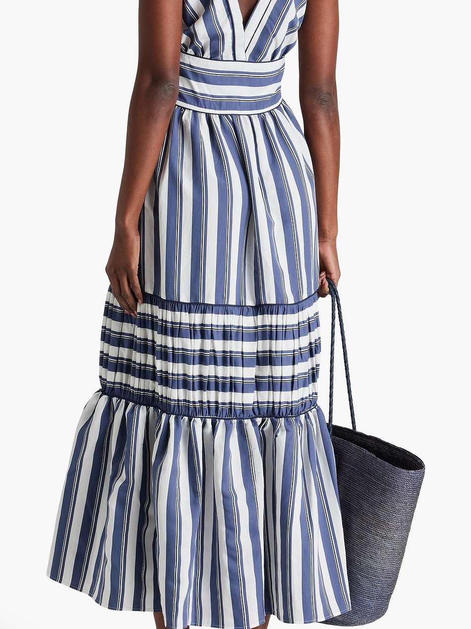 smeralda tiered striped woven midi dress