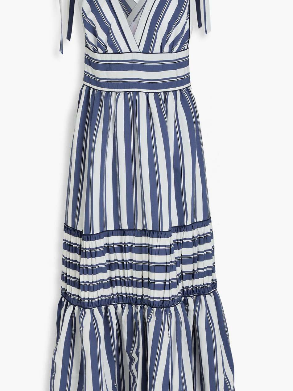 smeralda tiered striped woven midi dress