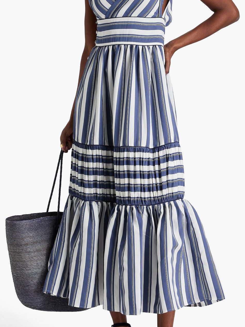 smeralda tiered striped woven midi dress