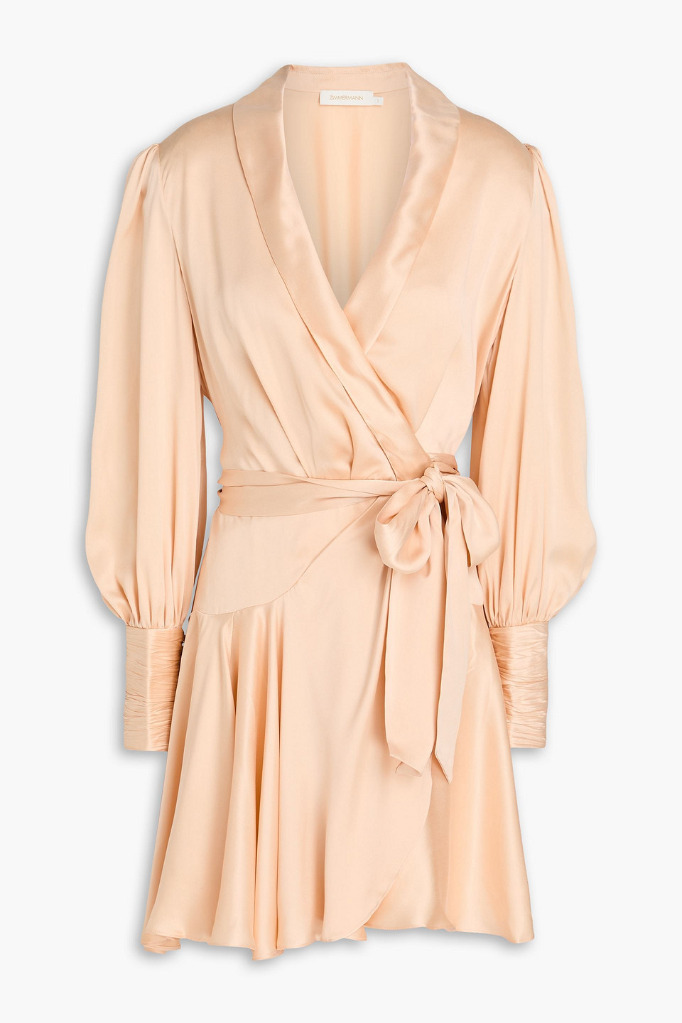 Zimmermann Washed-silk Mini Wrap Dress In Neutral