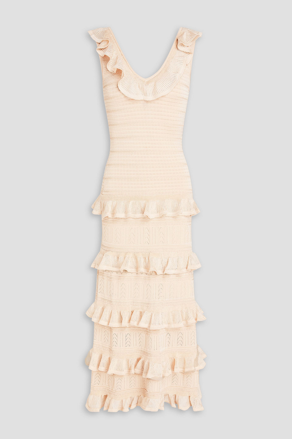 Zimmermann Ruffled Pointelle-knit Midi Dress In Neutral