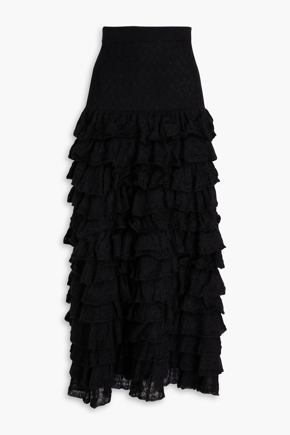 Zimmermann - Tiered crochet-knit maxi skirt - Black - 2
